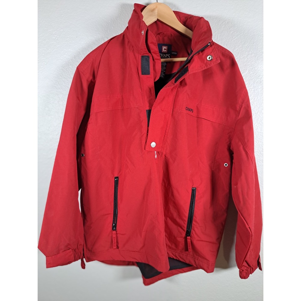 Chaps Mens Red Lightweight Nylon Windbreaker Jacket Mesh Lined Small
